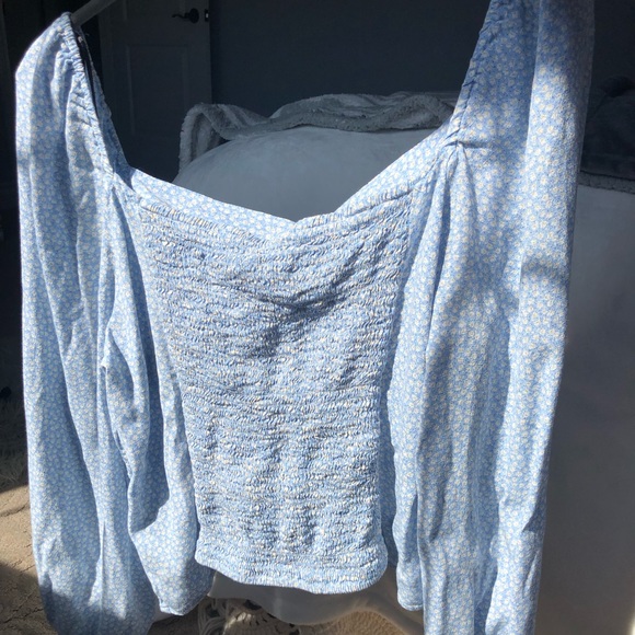 H&M square neck floral top with sleeves XL - Picture 2 of 4